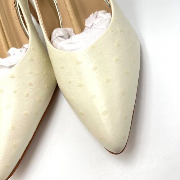 Clarks Womens Size 10 Ivory Ostrich Leather Classic Pumps Heels‎ Shoes NEW - Picture 4 of 13